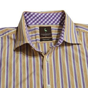 Tailorbyrd Striped Shirt XL Purple Gold Long‎ Sleeve Button Up